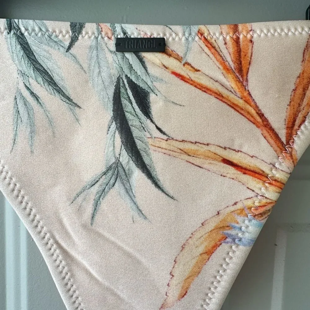 Triangl Swimwear Womens Cheeky Bikini Hipster Bottom Size S Floral Tan